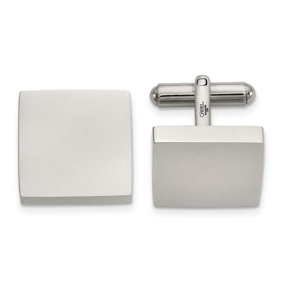 Stainless Steel Engravable Polished Square Cuff Links 18mm (11/16 In)